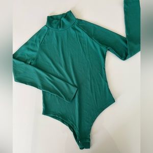 Green mock turtleneck bodysuit